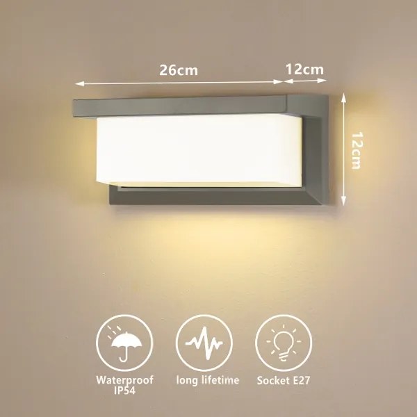 Brilagi - Applique da esterno BRICKY 1xE27/60W/230V grigio IP54
