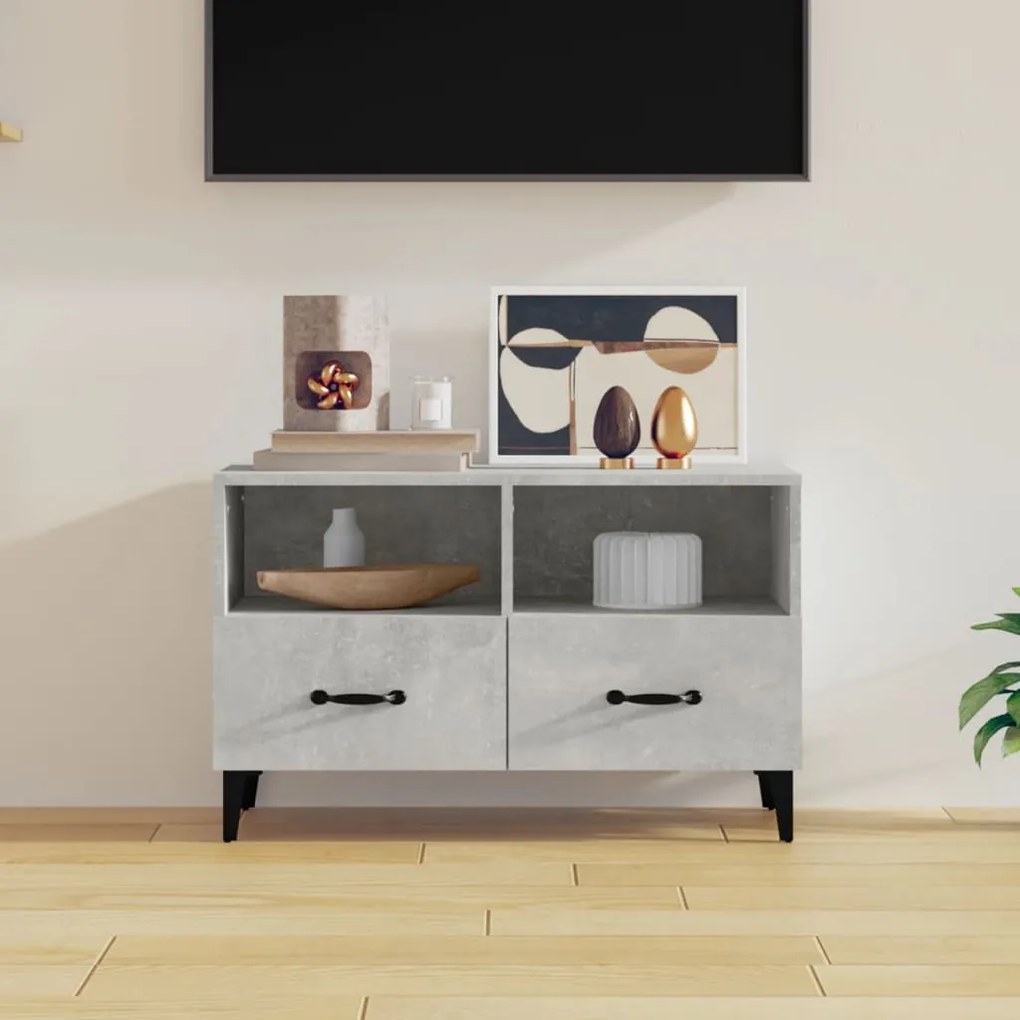 Mobile per TV Grigio Cemento 80x36x50 cm Legno Multistrato