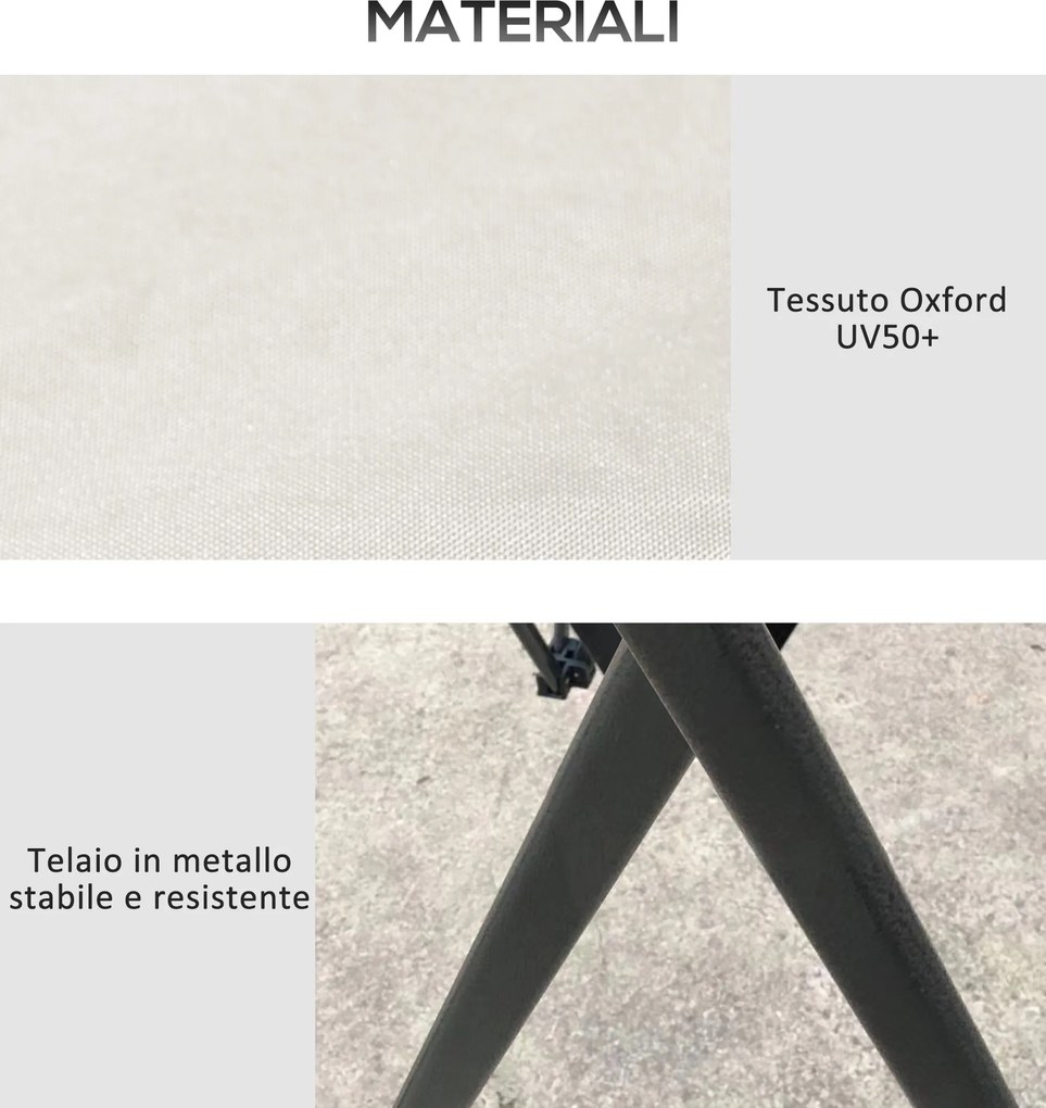 Gazebo Pieghevole 4x4 m ad Altezza Regolabile con Zanzariera e Borsa in Metallo e Tessuto Oxford Crema...