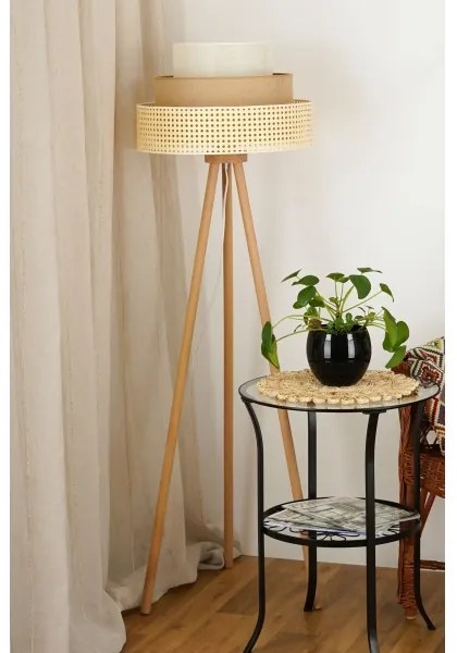Brilagi - Lampada da terra CEDAR LUNETA 1xE27/15W/230V rattan/marrone/crema