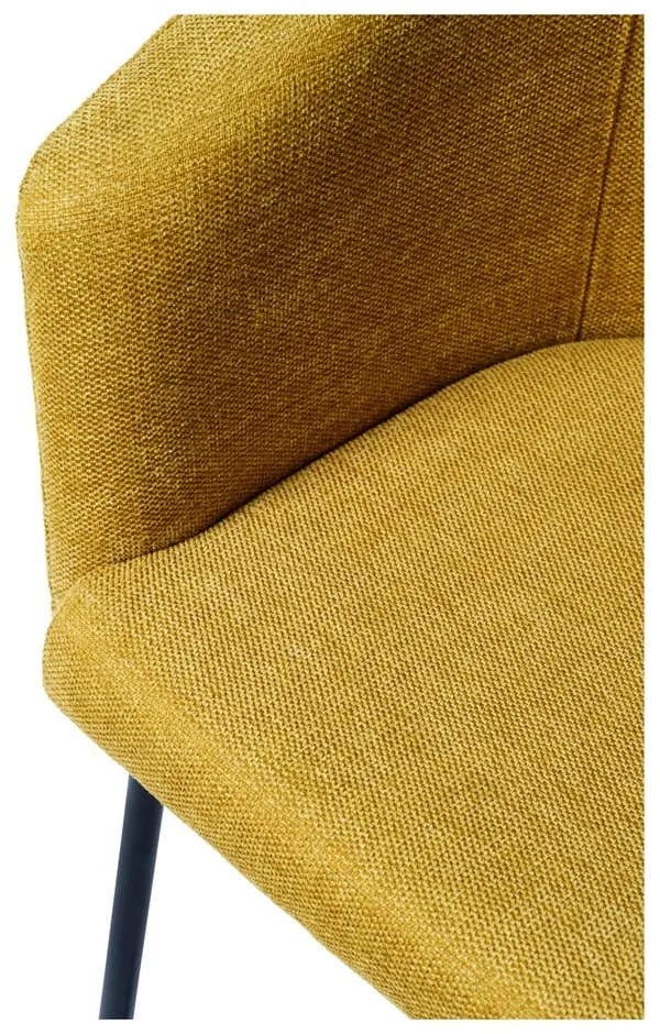 Sedia da pranzo color senape in imbottito con braccioli Easton – Unique Furniture