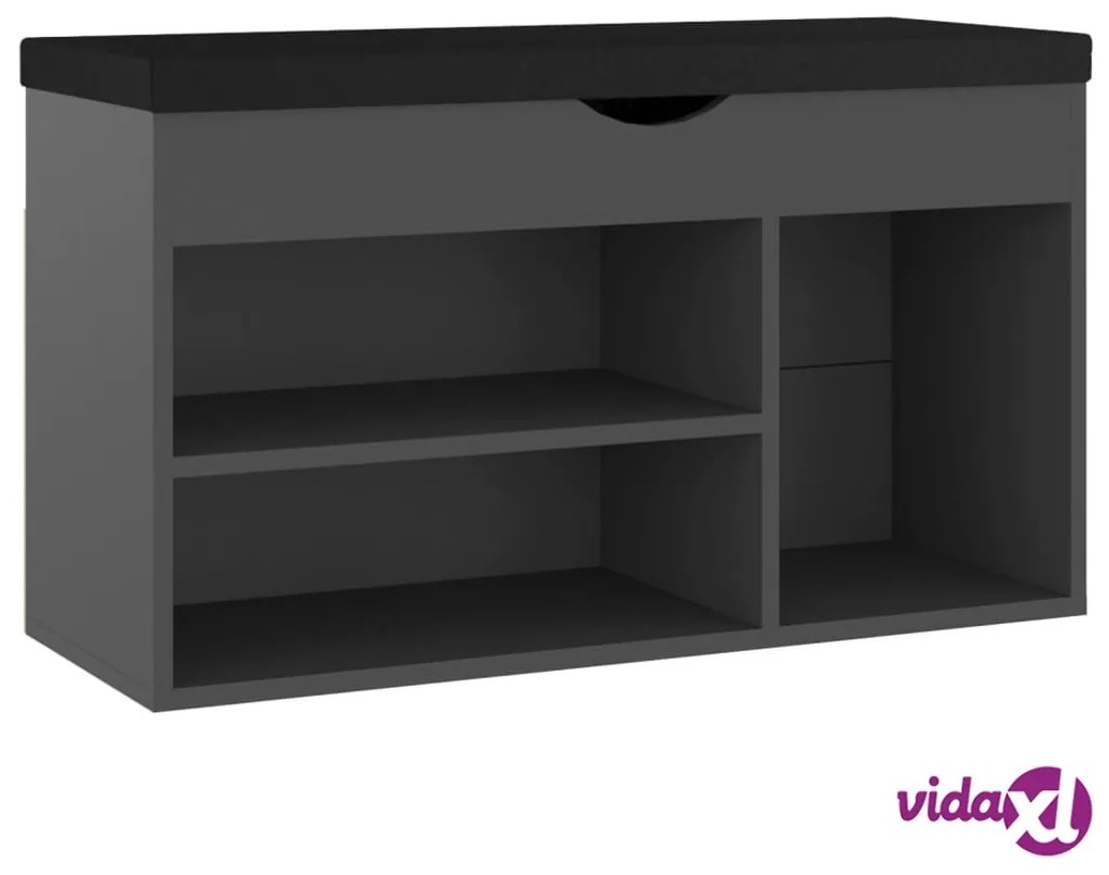vidaXL Panca Porta Scarpe con Cuscino Grigia 80x30x47cm Multistrato