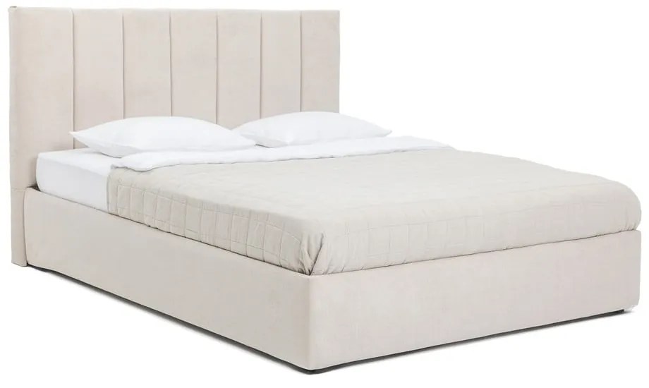 Letto matrimoniale imbottito beige con contenitore con rete inclusa 180x200 cm Thessa Bold Line – Bonami Selection