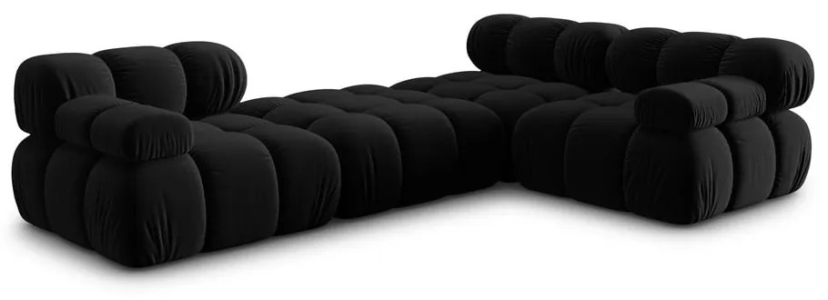 Divano angolare in velluto nero Bellis - Micadoni Home