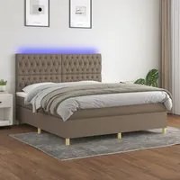 Letto a Molle con Materasso e LED Tortora 180x200 cm in Tessuto 3135697