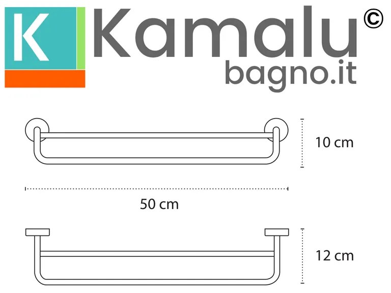 Kamalu - porta salviette barra doppia 50 cm in acciaio inox lucido | monde-c