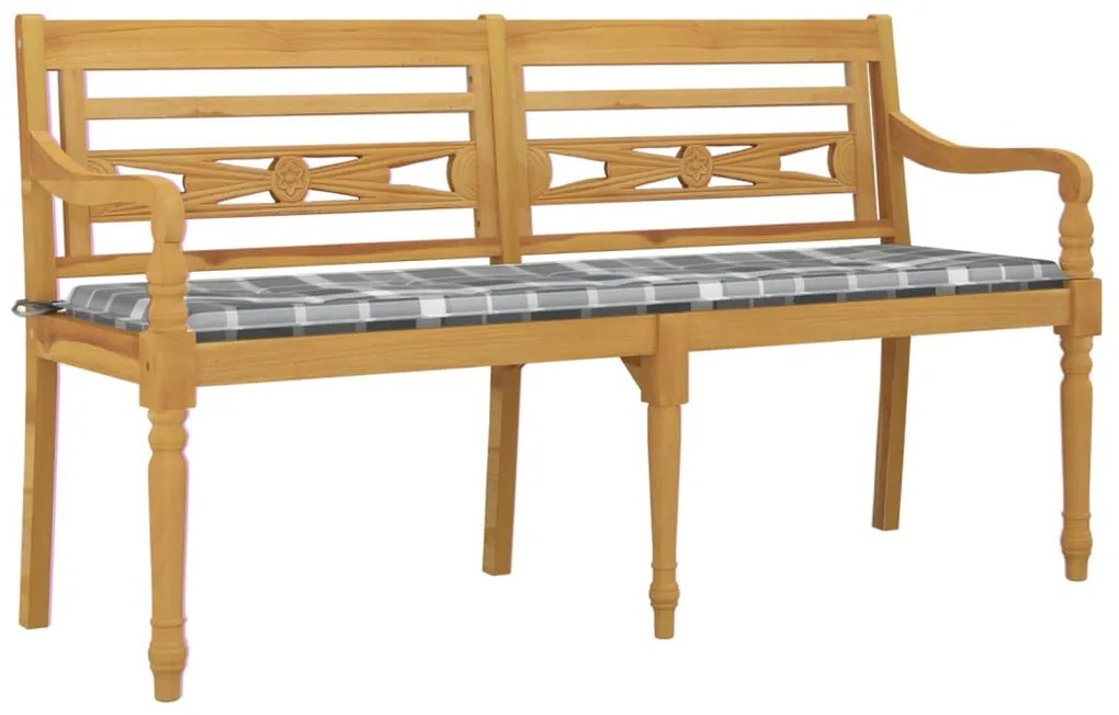 Panchina batavia con cuscino motivo grigio 150 cm massello teak