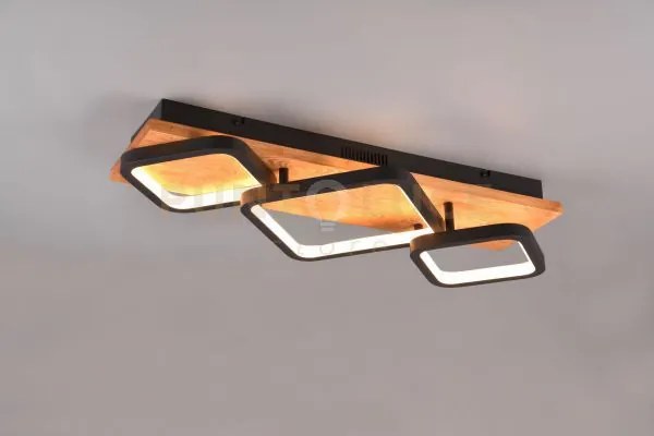 Rama plafoniera led 32w  3800lm, 3000k 3 quadrati neri con base leg...