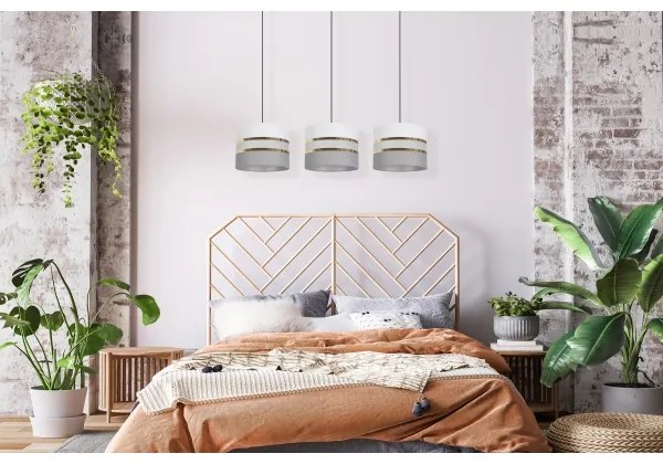 Lampadario su corda CORAL 3xE27/60W/230Vbianco/grigio