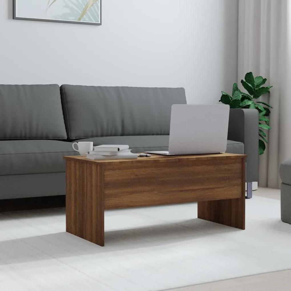 Tavolino rovere marrone 102x50,5x46,5 cm in legno multistrato