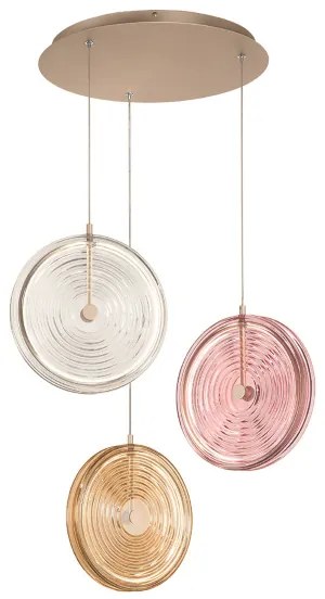 Lampada a sospensione 60 cm JOKEY 3 Luci in metallo e vetro decorato MULTICOLOR