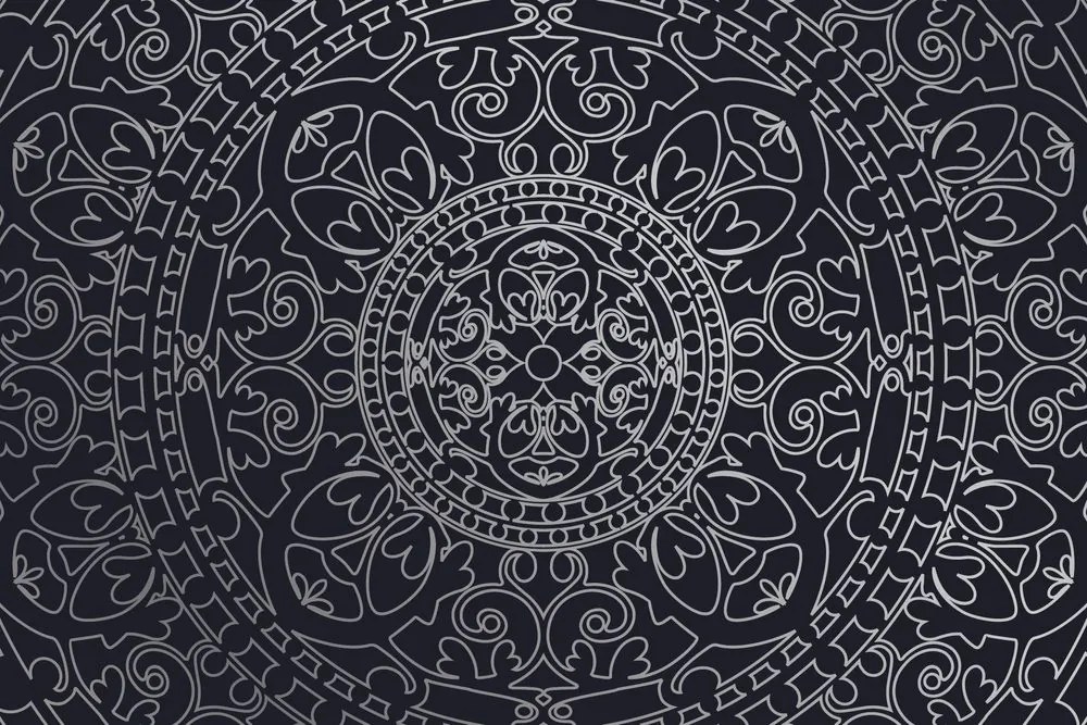 Carta da parati autoadesiva – Ornamento orientale in bianco e nero