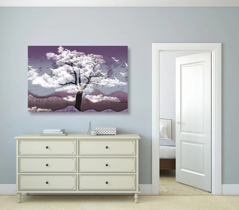 Stampa su tela – Albero immerso nelle nuvole