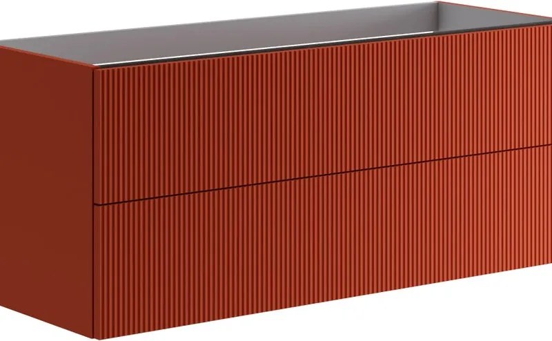 Mobile da bagno sospeso sotto lavabo Opera 2 cassetti ideale per doppia vasca L119.5 x H50 x P45.5cm paprika  opaco