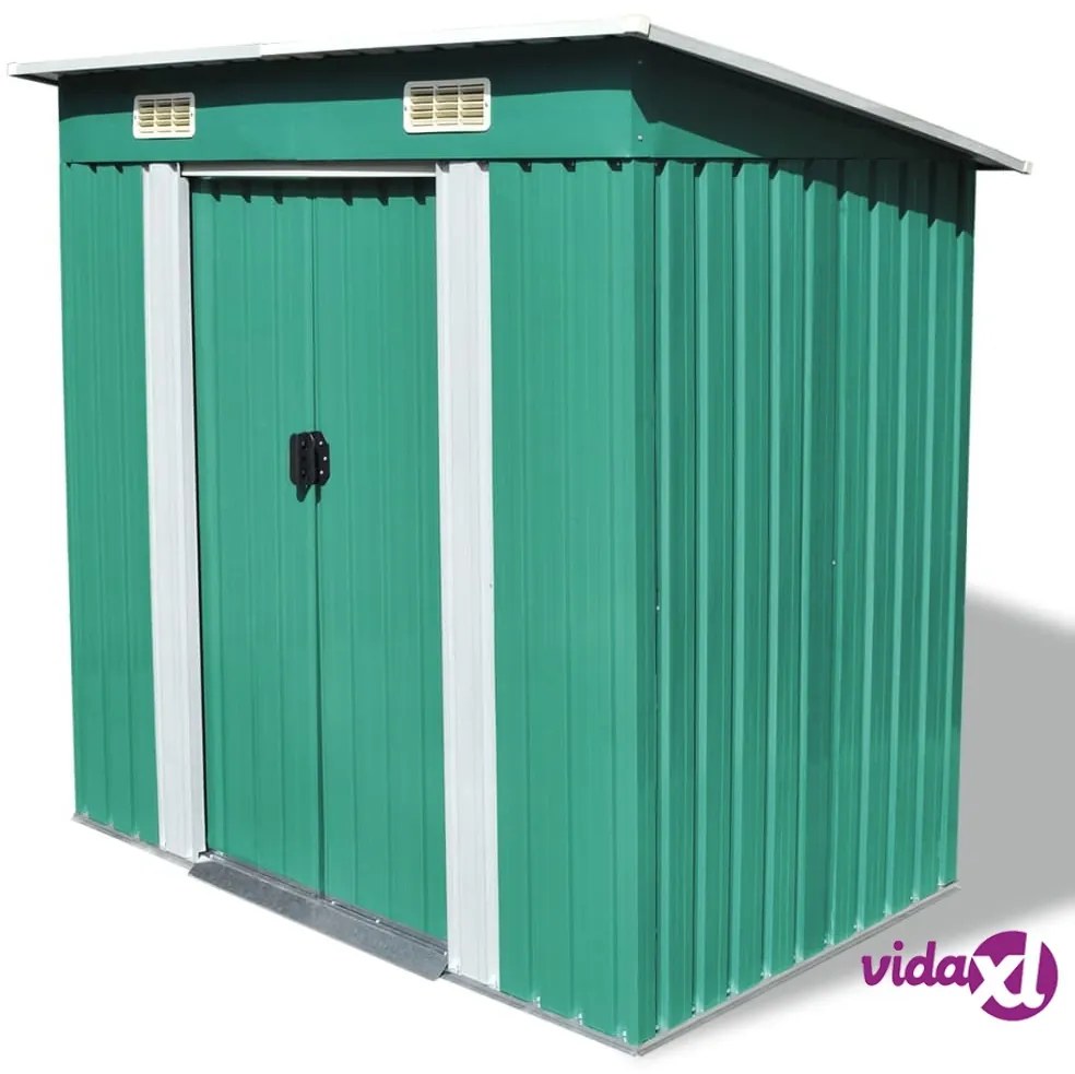 vidaXL Capanno da Giardino Verde Metallo