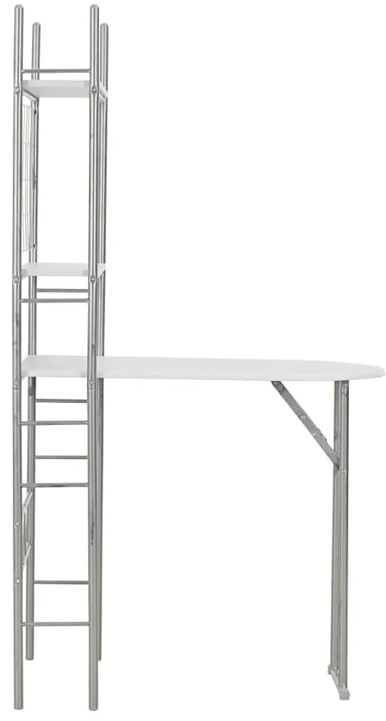 Set tavolo sedie pieghevoli con scaffale 3pz mdf acciaio bianco