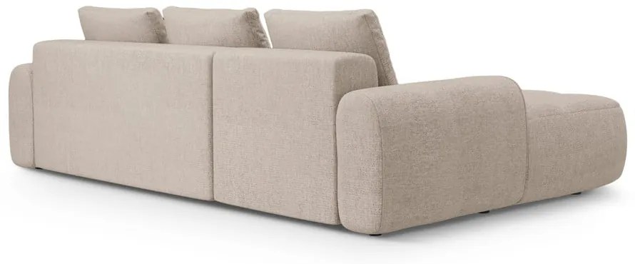 Divano angolare marrone chiaro allungabile/con contenitore (con penisola a sinistra/con chaise lounge) Linz – Cosmopolitan Design