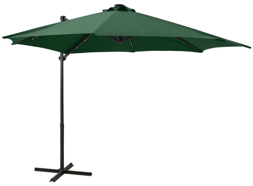 Ombrellone A Sbalzo Con Palo E Luci A Led Verde 300 Cm /