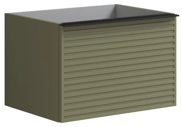 Mobile da bagno sotto lavabo Pixel stripes frontale verde salvia e maniglia alluminio nero laccato opaco L 60 x H 40 x P 45.5 cm 1 cassetto, lavabo non incluso