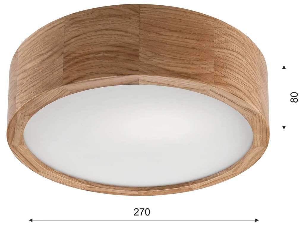 Envostar Caspian plafoniera, Ø 27 cm, IP54, rovere