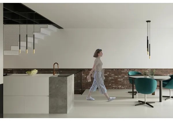 Lampadario su filo MOSAIC 3xG9/12W/230V nero/dorato