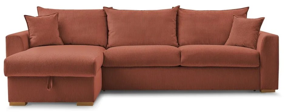 Divano angolare color mattone allungabile (con composizione variabile) con rivestimento in velluto a coste Augustin – Bobochic Paris