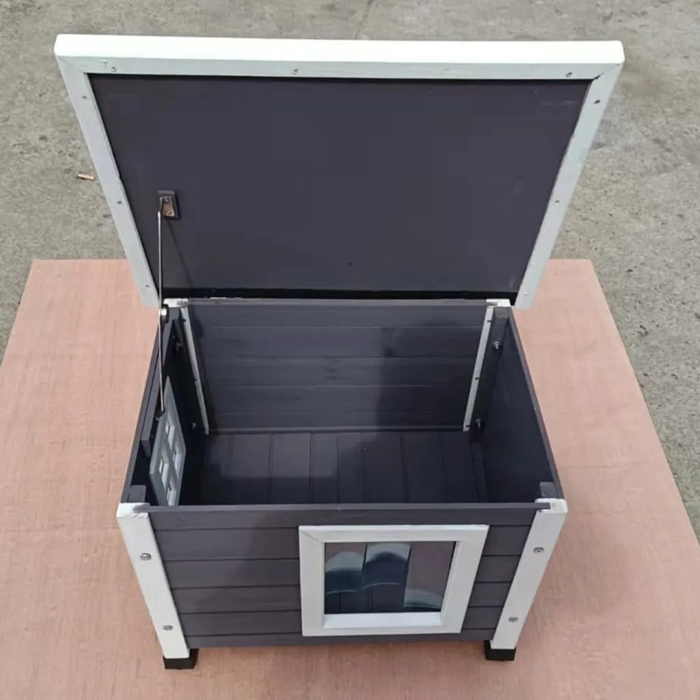@pet cuccia per gatti da esterni 68,5x54x51,5 cm legno grigio e bianco