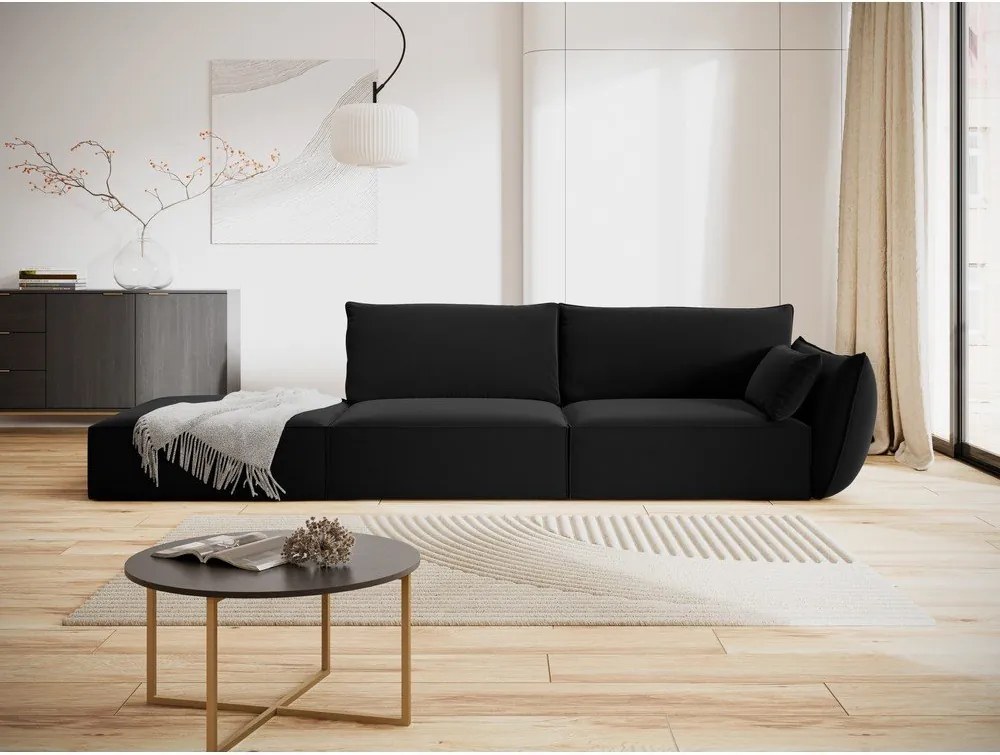 Divano nero con penisola a destra con rivestimento in velluto 264 cm Vanda – Mazzini Sofas