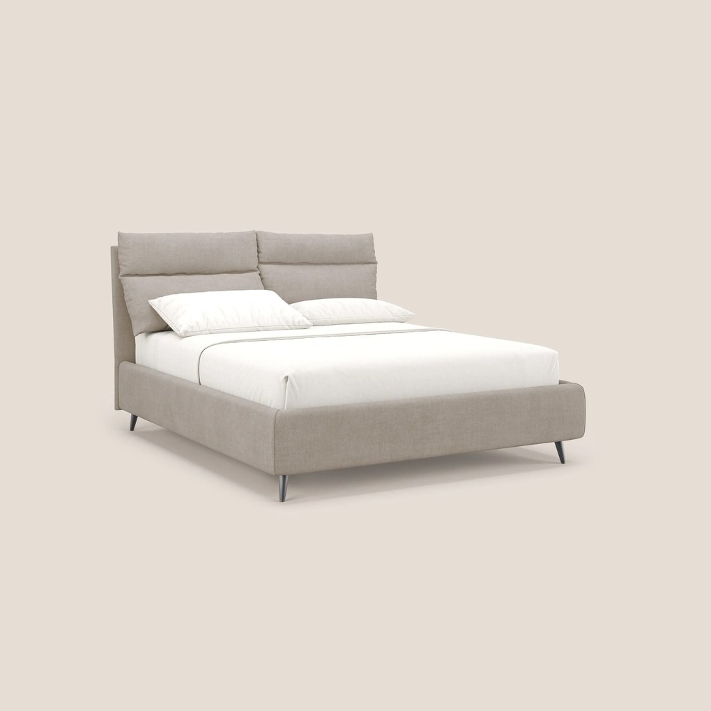 Jerry letto imbottito contenitore e cuscini reclinabili in tessuto smacchiabile T17 beige