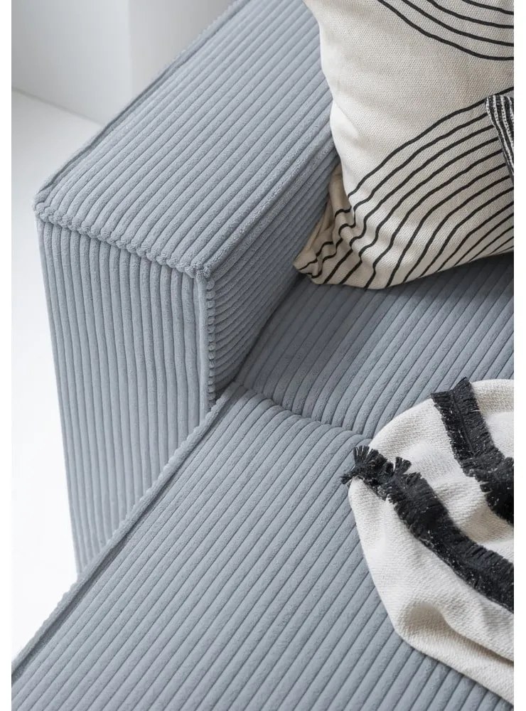 Divano letto angolare in velluto a coste grigio chiaro Brave Dave - Miuform