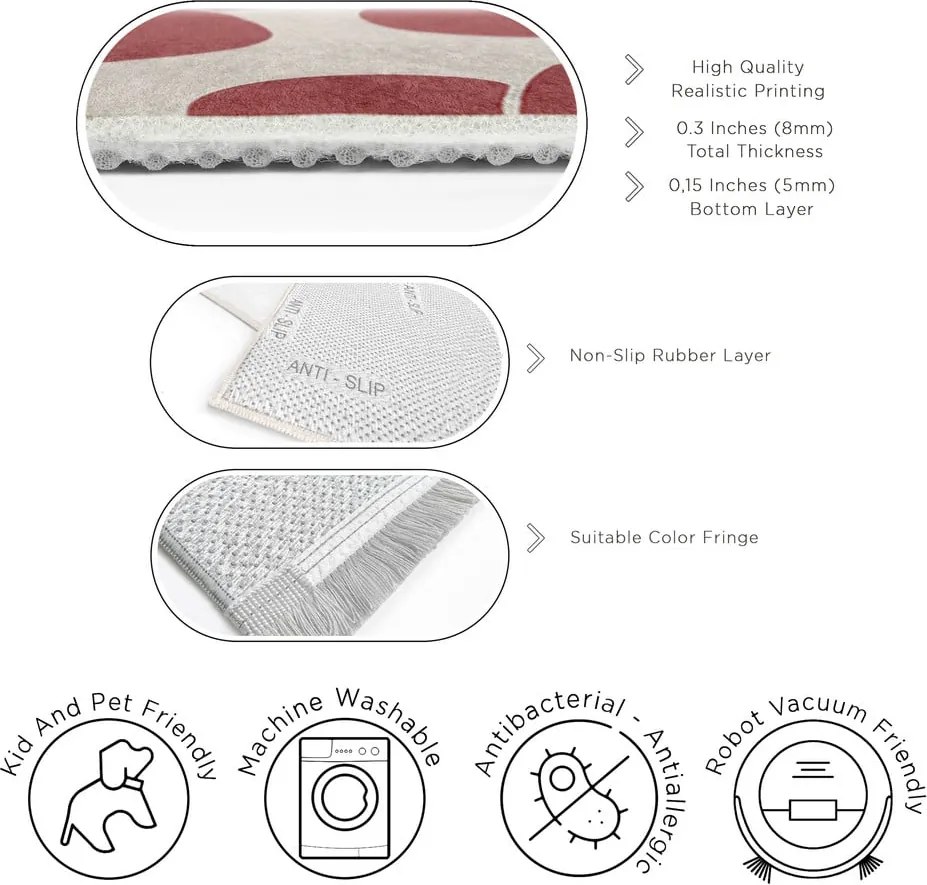 Tappeto rosso lavabile 80x150 cm Red Meadow – Mila Home