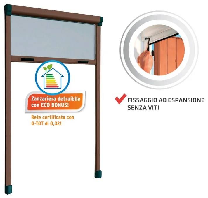 Zanzariera avvolgibile MEDAL Bazar SunScreen per finestra L 140 x H 170 cm marrone riducibile