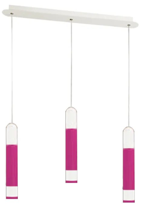 Sospensione Contemporanea Derby Magenta Led 3X5+5W