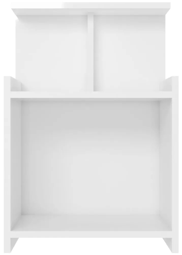 Comodini 2pz Bianco Lucido 40x35x60 cm in Legno Multistrato