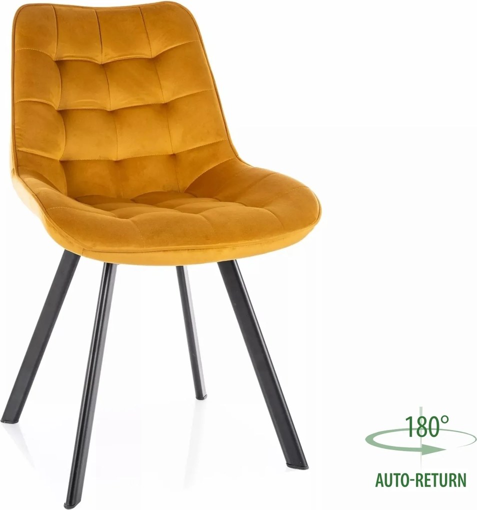 Sedia Monti Velvet in velluto curry – 51x44x88 cm