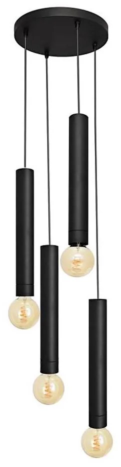 Lampadario a sospensione con filo TUBA 4xE27/15W/230V nero