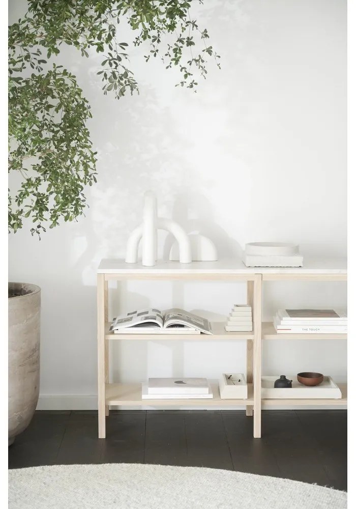 Consolle bianca con piano in pietra 140x40 cm Orwel - Rowico