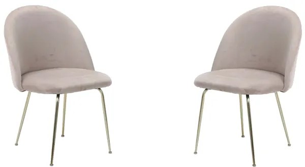Sedia poltroncina in velluto Tortora con gambe in metallo Oro - PARIS 2 sedie
