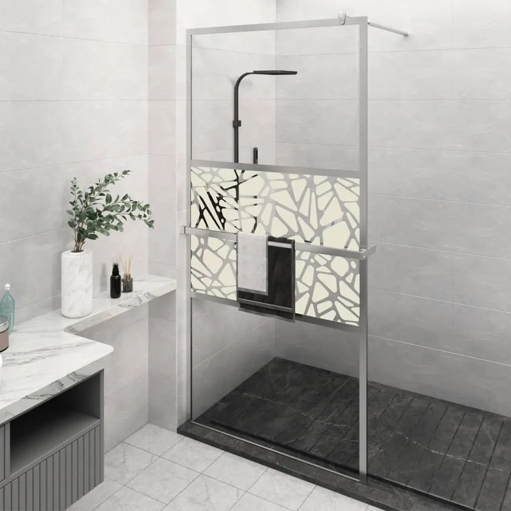 Parete Doccia Con Mensola Cromo 115x195cm Vetro Esg E Alluminio /