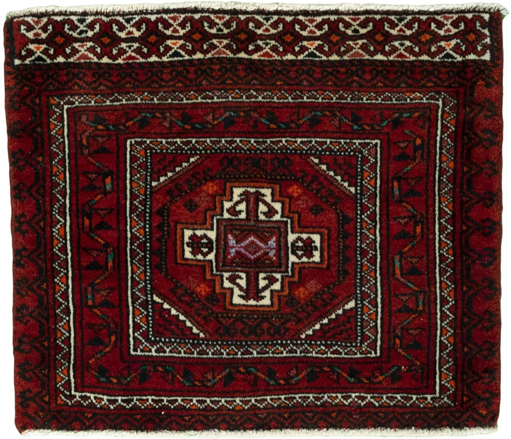 Shiraz Tappeto 60 x 50 Rosso (Iran) Annodato A Mano