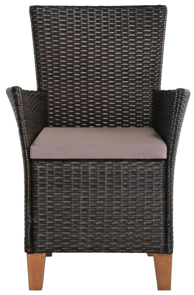 Sedie da esterno con cuscini 2 pz in polyrattan marrone