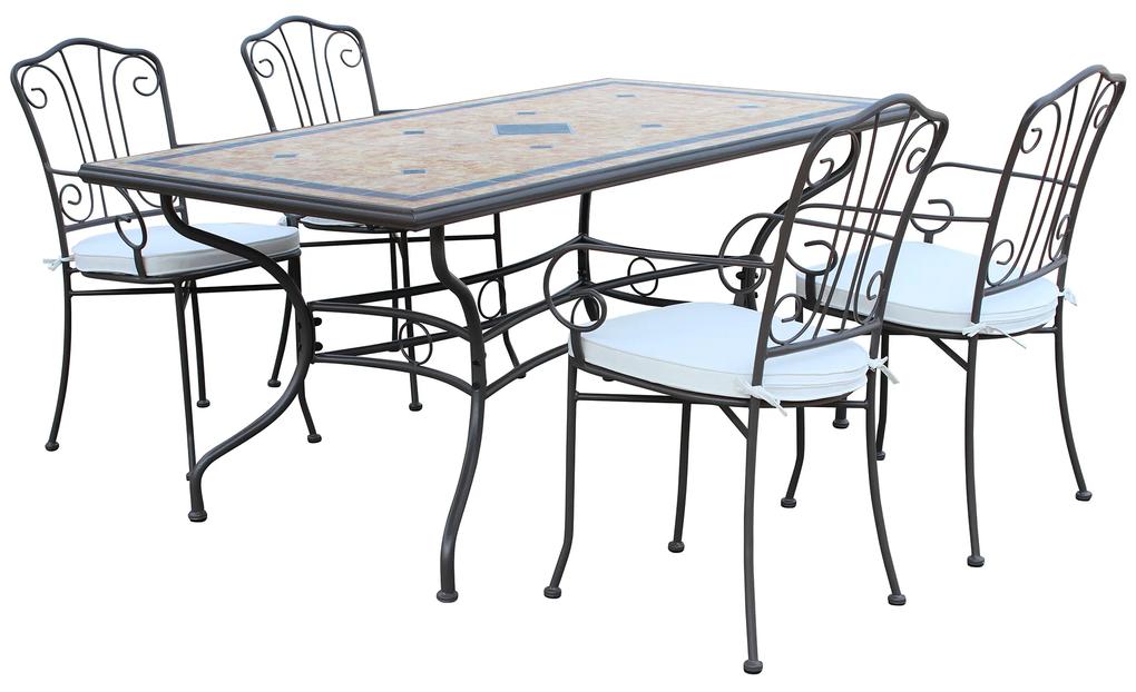 VENTUS - set tavolo in cm 160 x 90 x 74 h con 4 poltrone Ventus