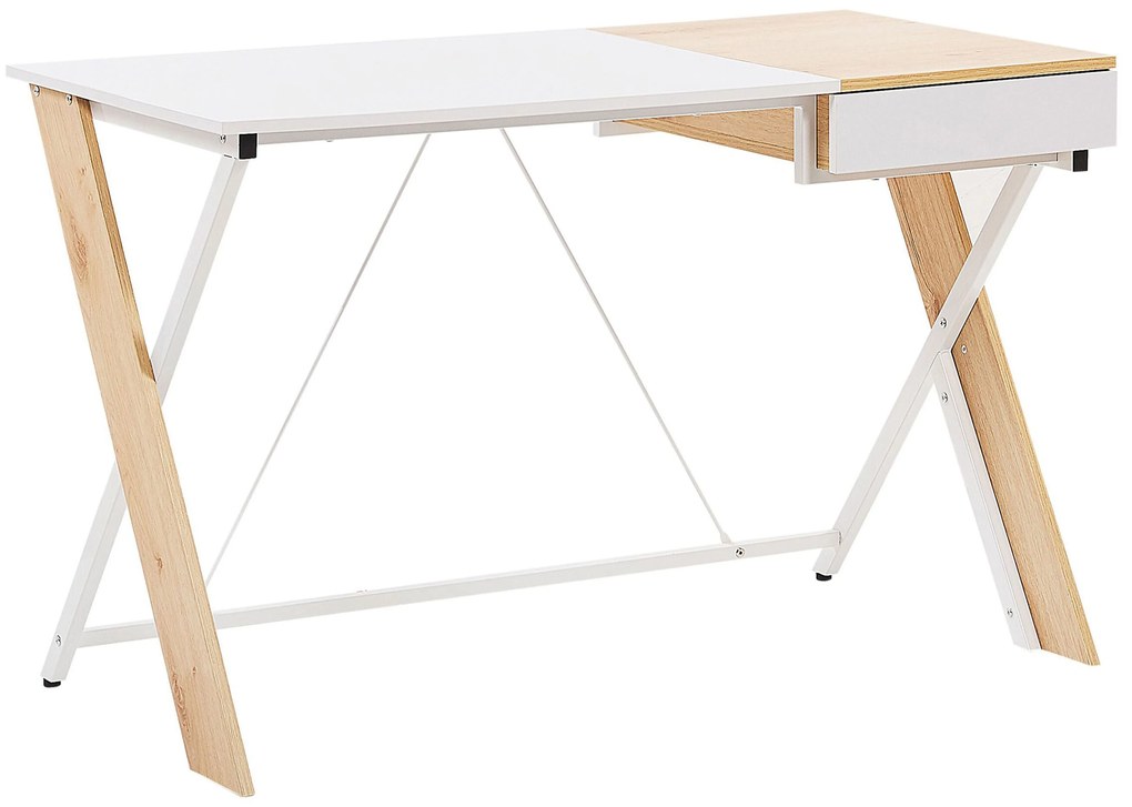 Set di mobili da ufficio legno chiaro e bianco FOSTER/HAMDEN Beliani