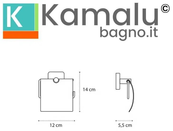 Kamalu - portarotolo con coperchio a muro in acciaio inox satinato | clode-s