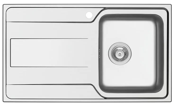 Lavello integrato 1 vasca in inox argento DELINIA Basalt L 50 x L 86 cm