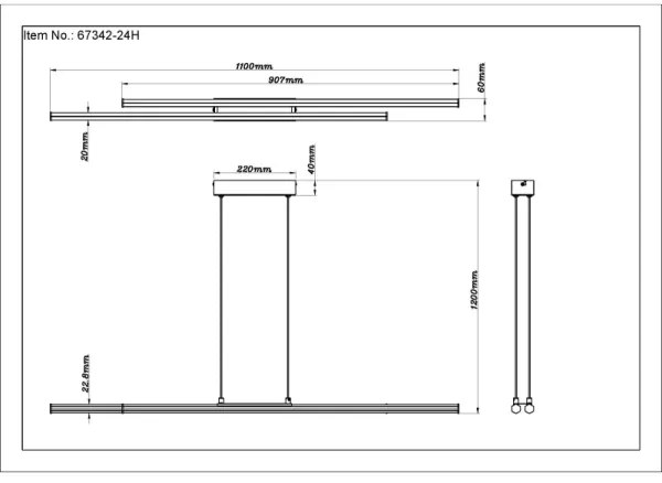 Globo 67342-24H - Lampadario LED a sospensione con filo KIRINA LED/24W/230V 3000K nero