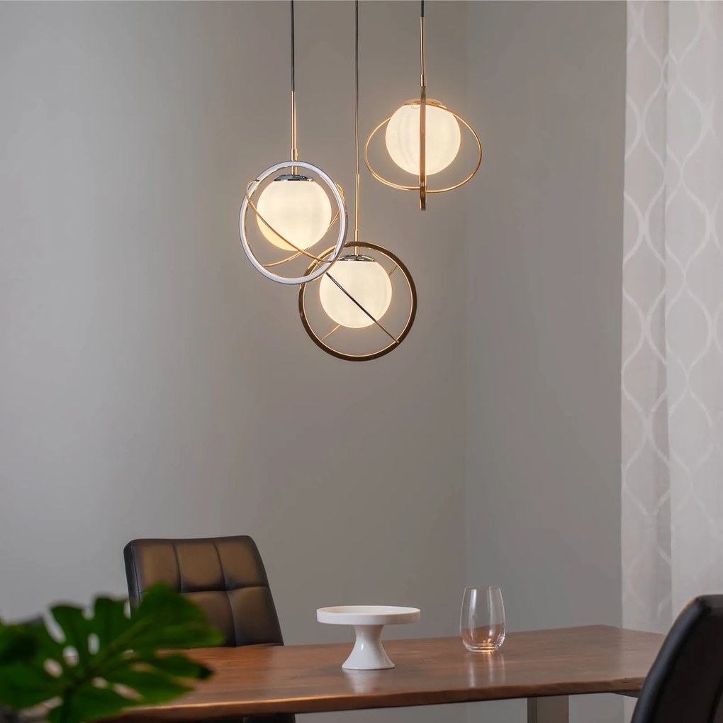 Lucea Lampada a sospensione Cimona, oro/nero perlato, a 3 luci