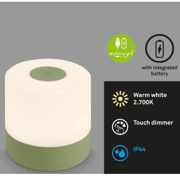 Briloner 7461019 - LED Lampada da tavolo ricaricabile dimmerabile LED/2W/5V IP44 verde