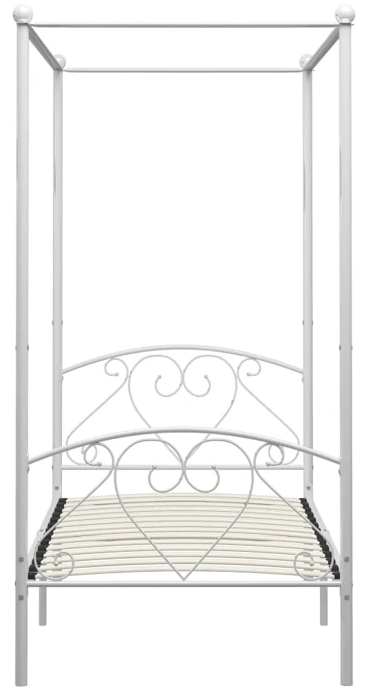 Letto a baldacchino bianco in metallo 120x200 cm