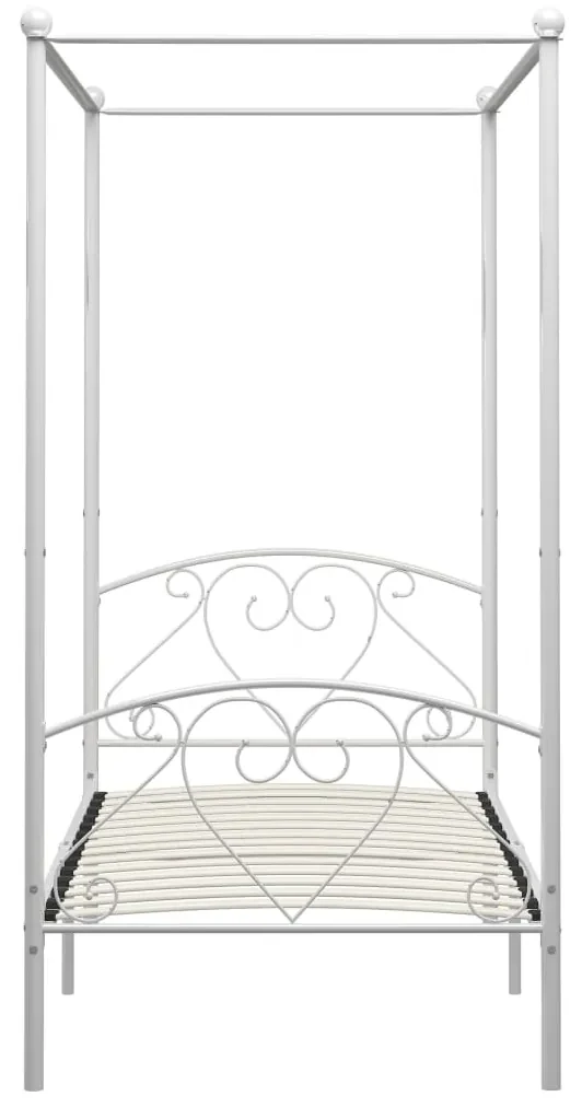 Letto a baldacchino bianco in metallo 120x200 cm